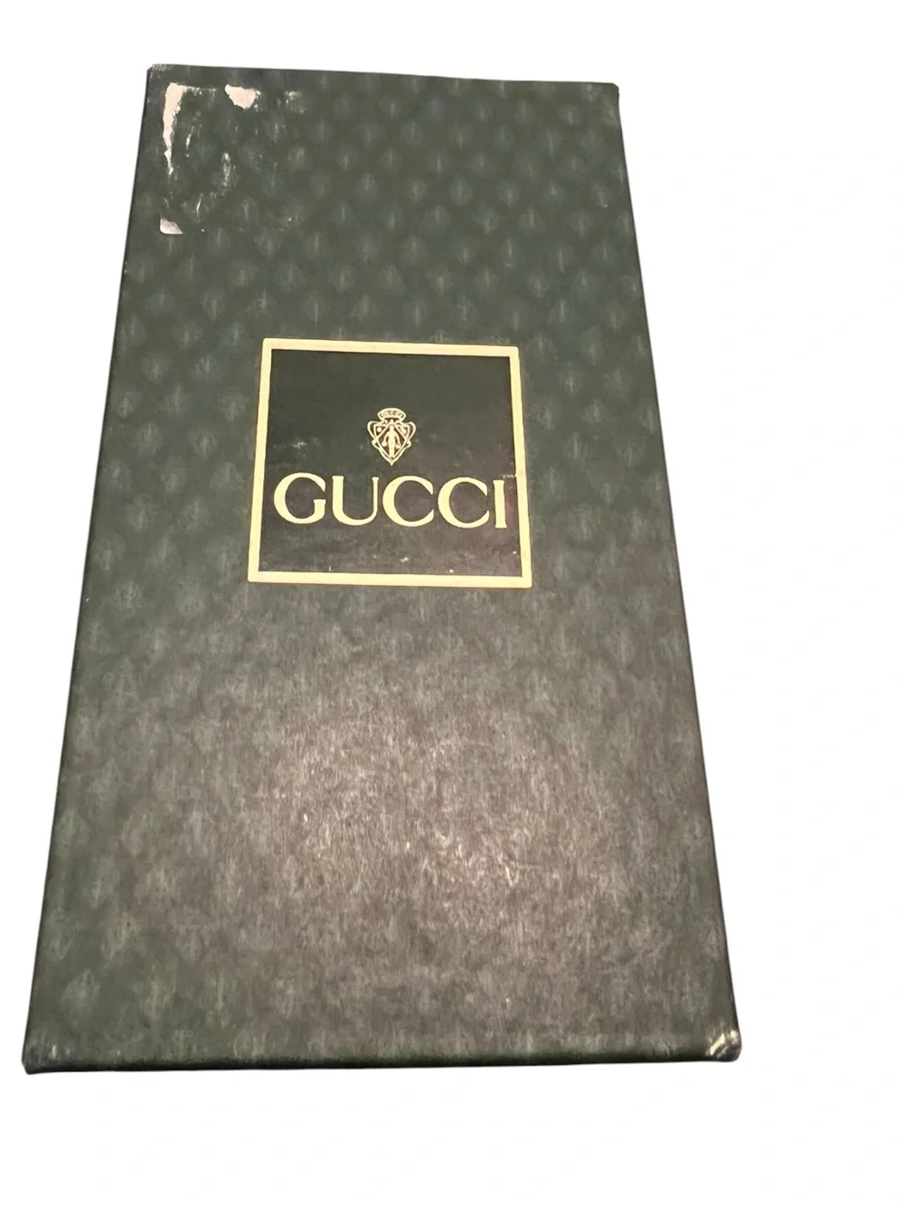 Gucci Vintage Navy Leather Continental Wallet Gold GG + Box & COA